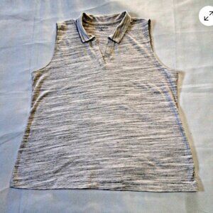 Croft &‎ Barrow Women's XL Sleeveless Vneck  Casual Summer Top Gray White A32